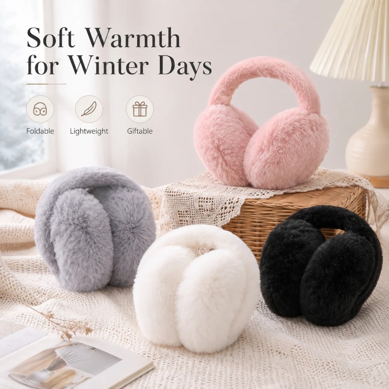 Earmuffs Foldable - 여성용 및 남성용 부드러운 겨울 귀마개,