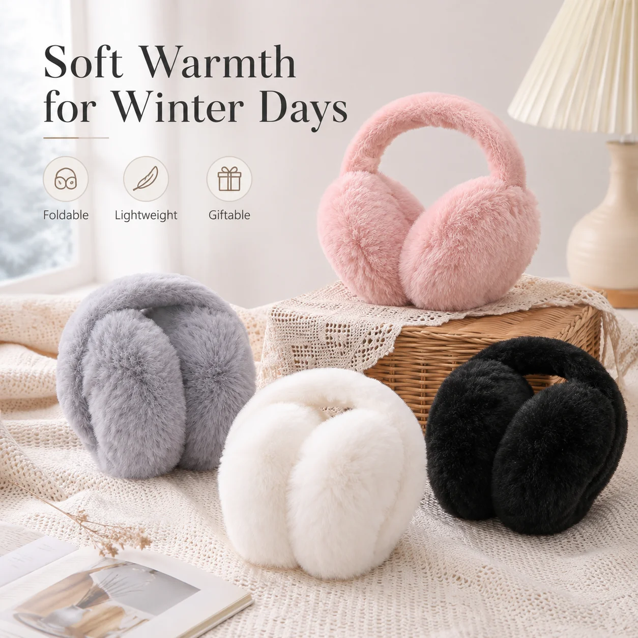 Earmuffs Foldable - 초고온 플러시 귀마개, 학생 및 자전거