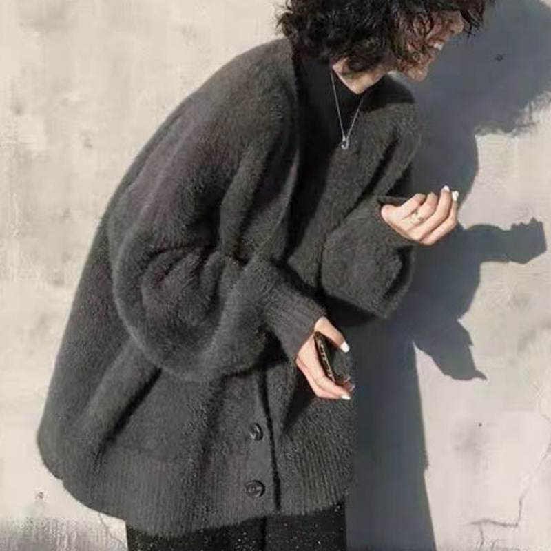 Wool Coat Peacoat - 인조 밍크 플리스 스웨터 탑 신상