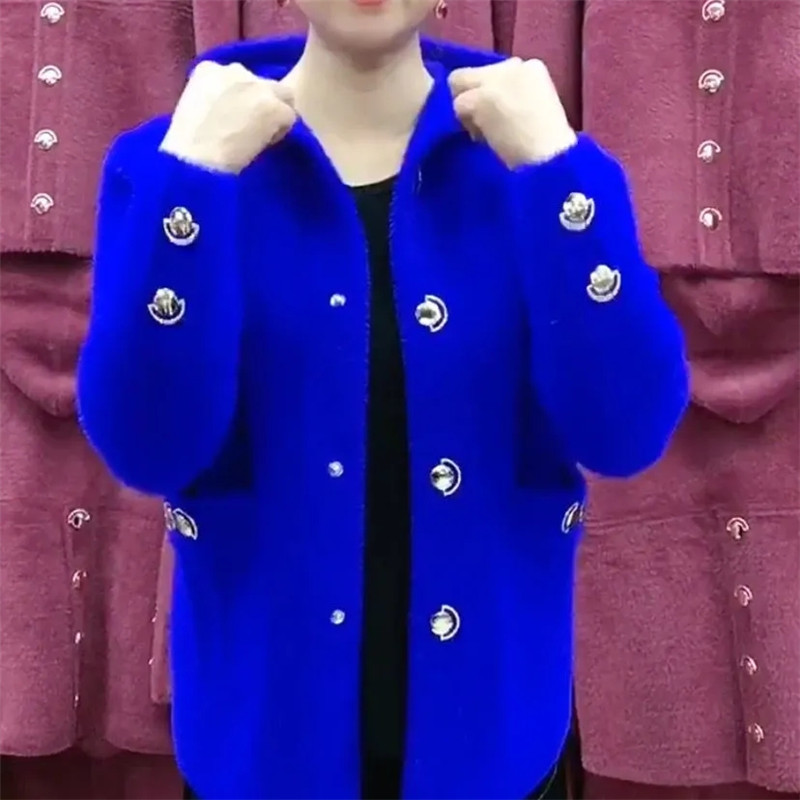 중년 노인 어머니 모조 밍크 벨벳 코트, 가을 겨울 두 - Wool Coat Peacoat 리뷰 및 가격