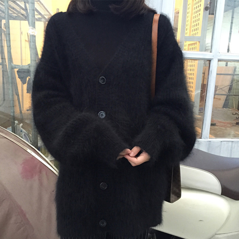 인조 밍크 플리스 스웨터 탑 신상 가을 겨울 루즈핏 캐 - Wool Coat Peacoat 리뷰 및 가격