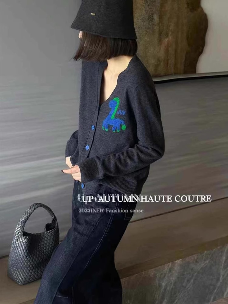 V넥 100% 캐시미어 자카드 니트 가디건 여성용, 부 - Wool Coat Peacoat 리뷰 및 가격