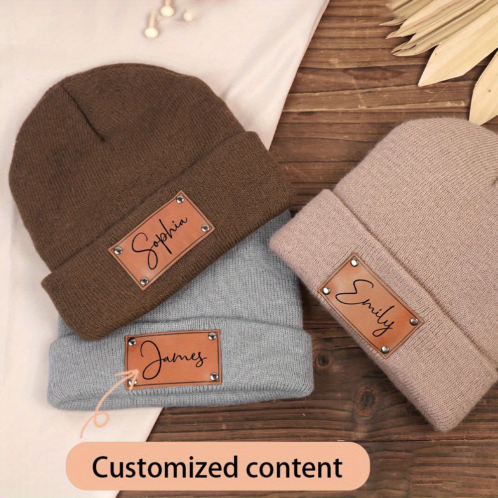 맞춤 이름이 새겨진 가죽 라벨 니트 비니 모자, 부드럽 - Knit Beanie Hat Warm 리뷰 및 가격
