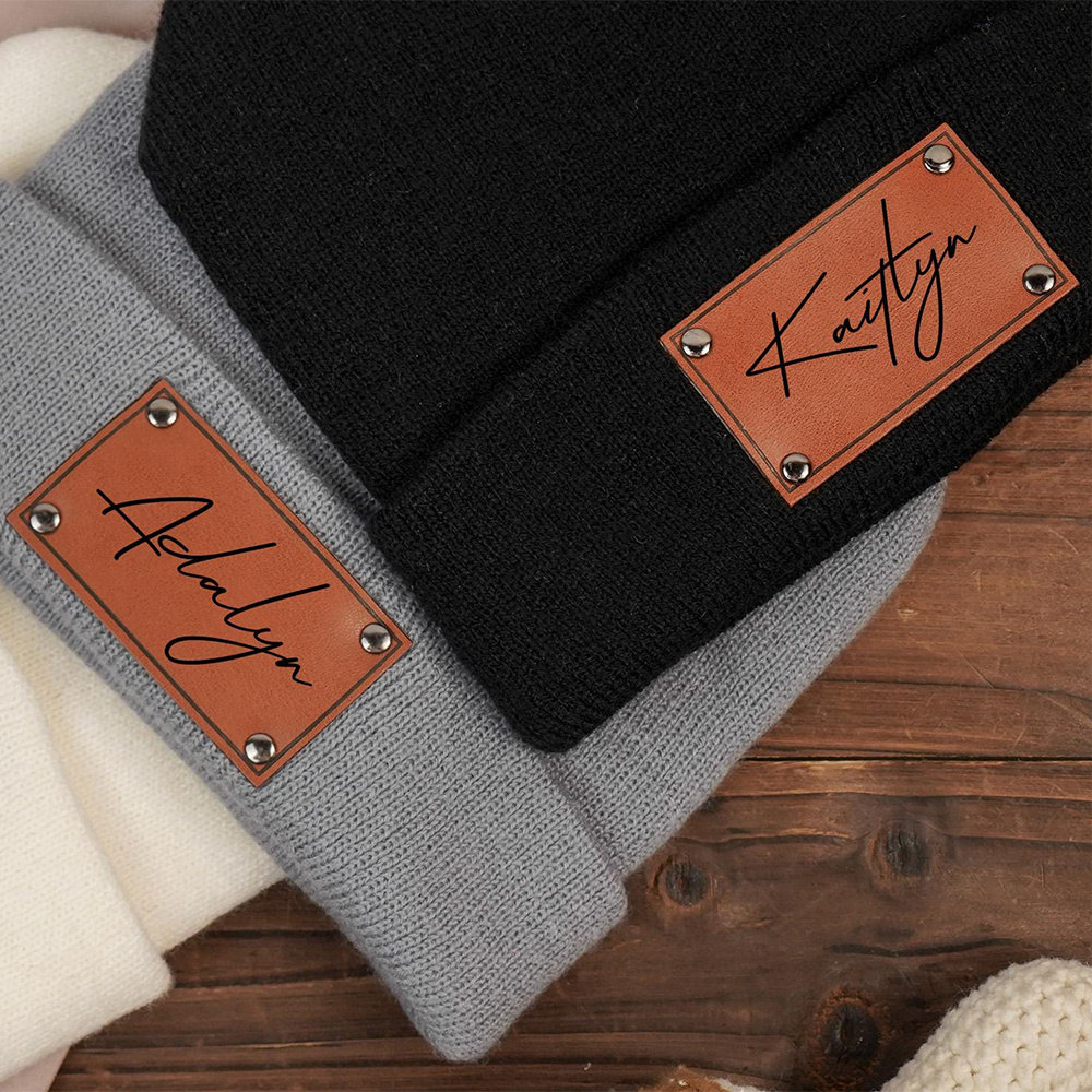 맞춤 이름이 새겨진 가죽 라벨 니트 비니 모자, 부드럽 - Knit Beanie Hat Warm 리뷰 및 가격
