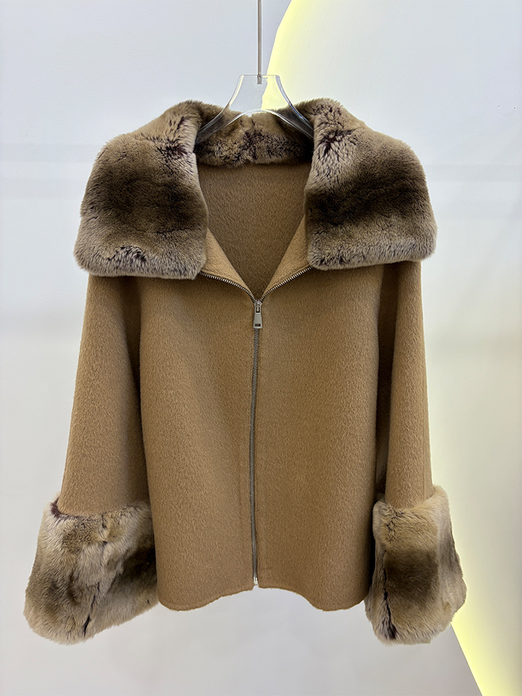 2026 겨울 여성용 리얼 천연 렉스 토끼털 칼라 코트 - Wool Coat Peacoat 리뷰 및 가격